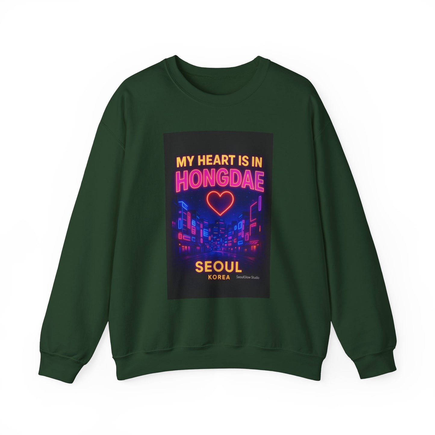 Heart in Hongdae Hoodie, Unisex Crewneck Sweatshirt, Streetwear, Aesthetic Fashion, Seoul Gift, Layering Essential