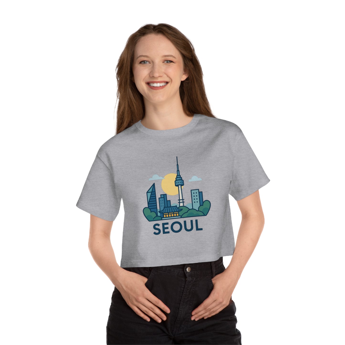 Seoul Skyline Cropped T-Shirt - Women's Urban