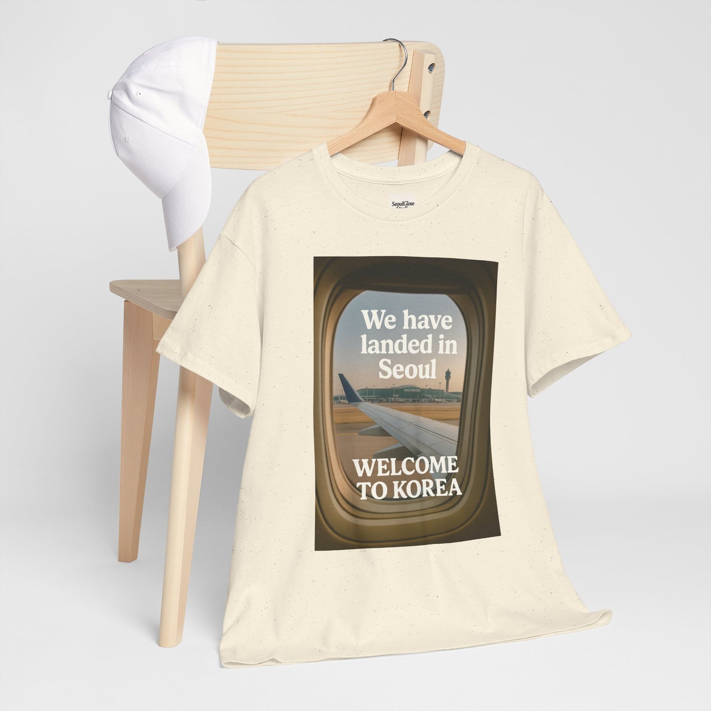 Landed in Seoul, Seoul Travel Tee - Welcome to Korea Unisex Cotton T-Shirt, Casual Travel Shirt, Gift for Travelers, Vintage Airplane Design Shirt, [...]