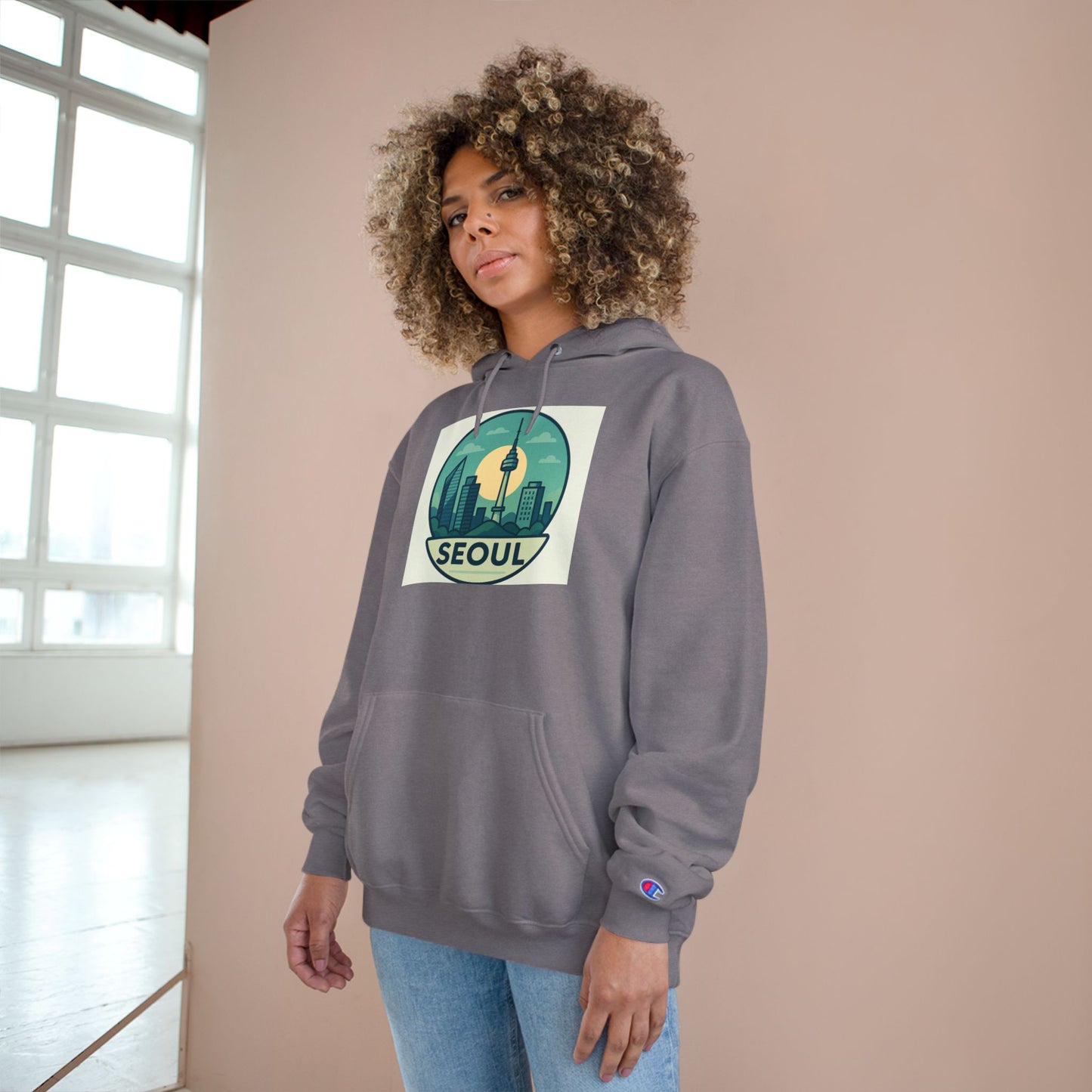 (US) Seoul Skyline Champion Hoodie - Urban Travel