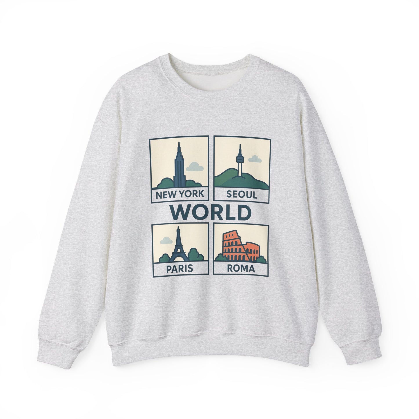 World City Crewneck Sweatshirt, Cozy Travel Sweatshirt, Unisex Souvenir Sweatshirt, New York Seoul Paris Roma Gift, Adventure Sweatshirt