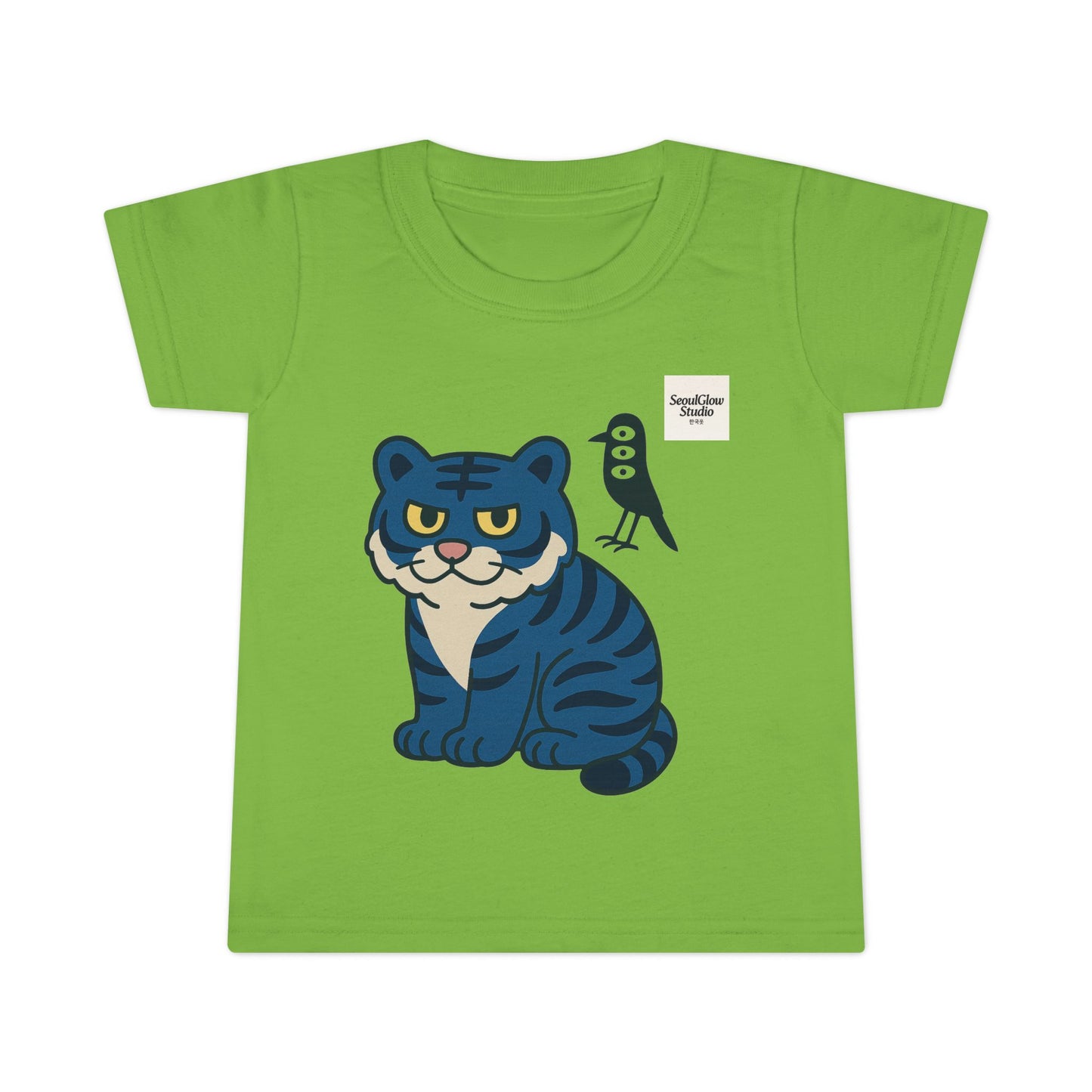Korean Tiger and Magpie Toddler T-shirt, Kids Animal Tee, Gift for Toddlers, Birthday Shirt, Playful Graphic Tee