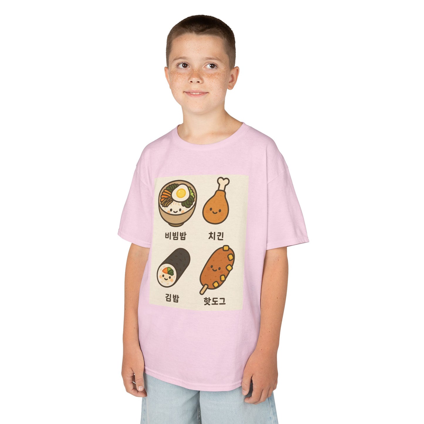 Kids Korean Food Tee - Cute Kimbap & Chicken Design Gift