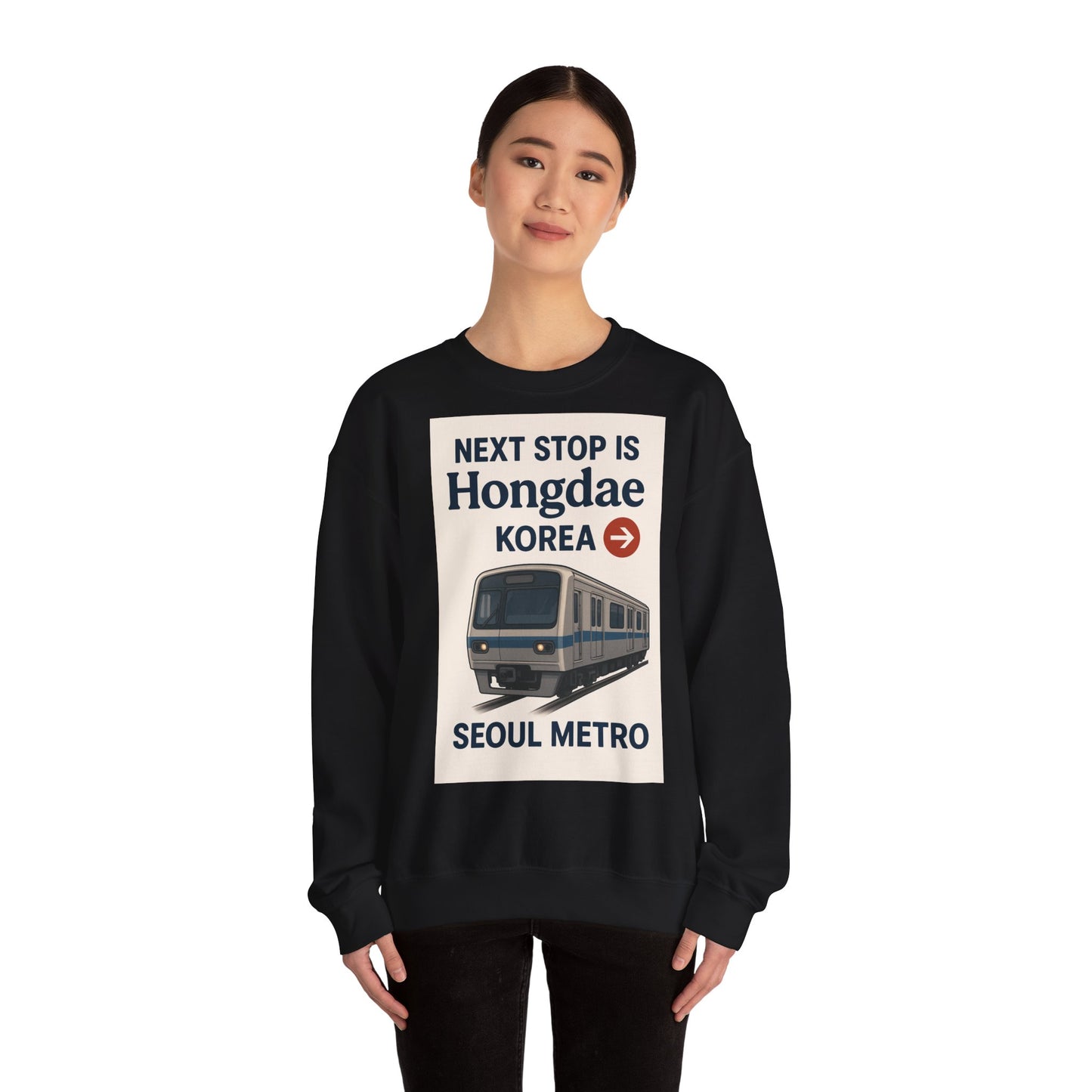 Hongdae Metro Sweatshirt, Seoul, Korea travel Unisex Crewneck, Perfect for Travelers, Urban Outfit, Gift for Transit Enthusiasts