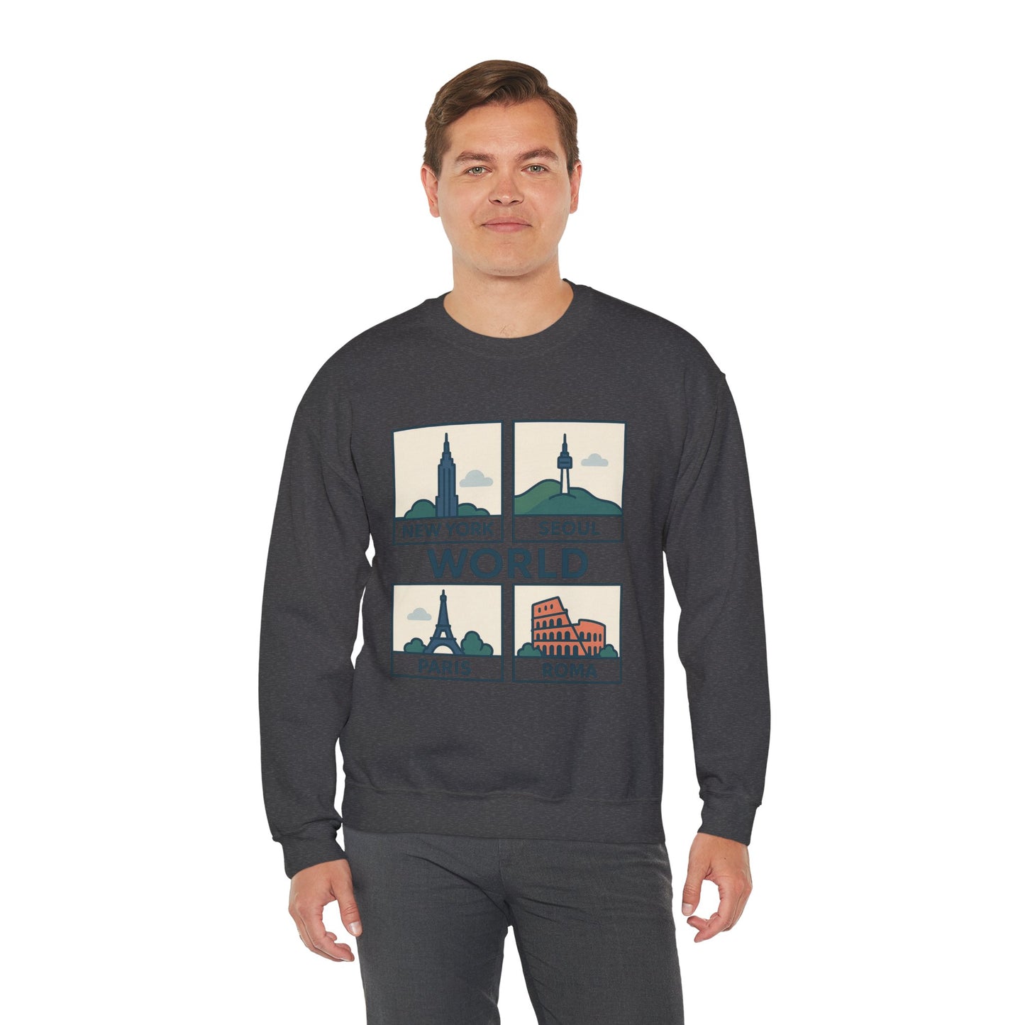 World City Crewneck Sweatshirt, Cozy Travel Sweatshirt, Unisex Souvenir Sweatshirt, New York Seoul Paris Roma Gift, Adventure Sweatshirt