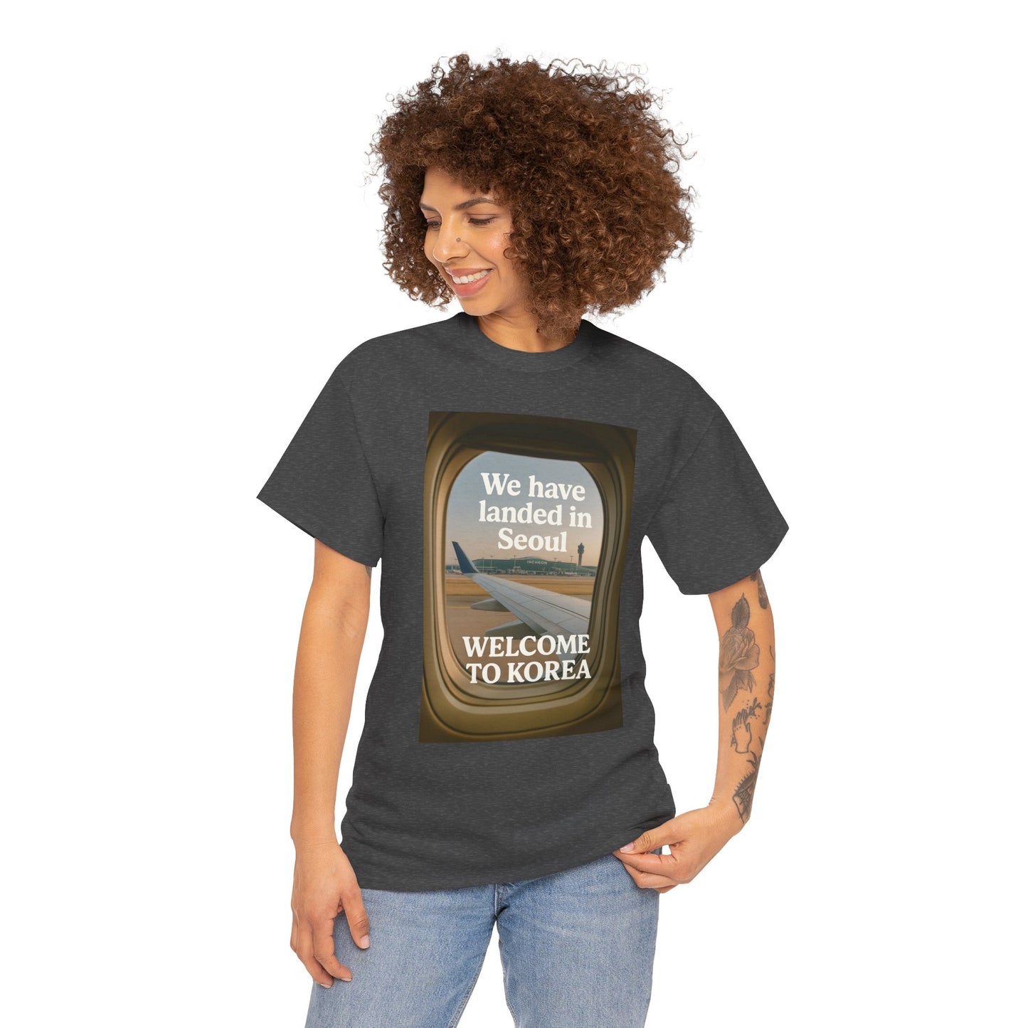 Landed in Seoul, Seoul Travel Tee - Welcome to Korea Unisex Cotton T-Shirt, Casual Travel Shirt, Gift for Travelers, Vintage Airplane Design Shirt, [...]