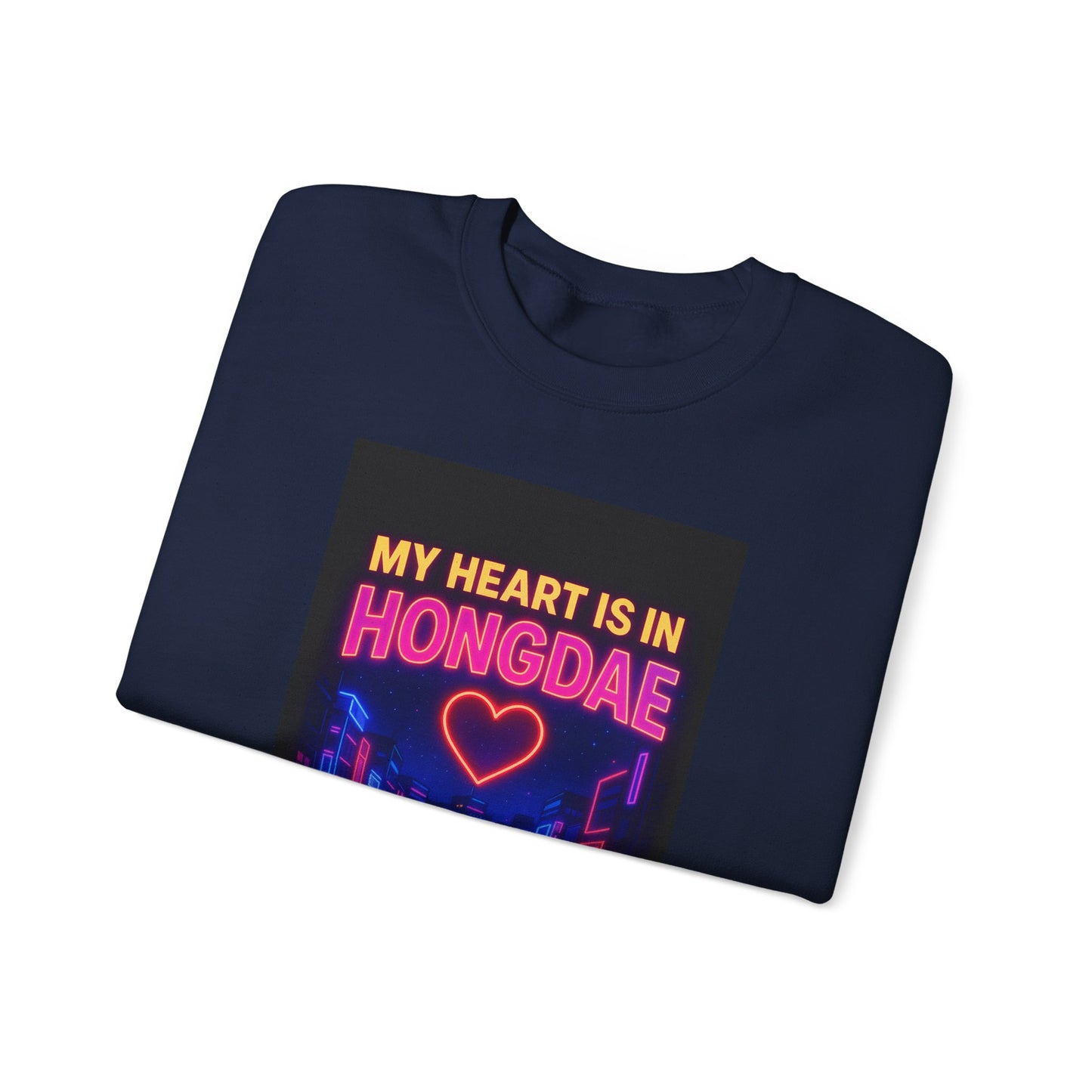 Heart in Hongdae Hoodie, Unisex Crewneck Sweatshirt, Streetwear, Aesthetic Fashion, Seoul Gift, Layering Essential