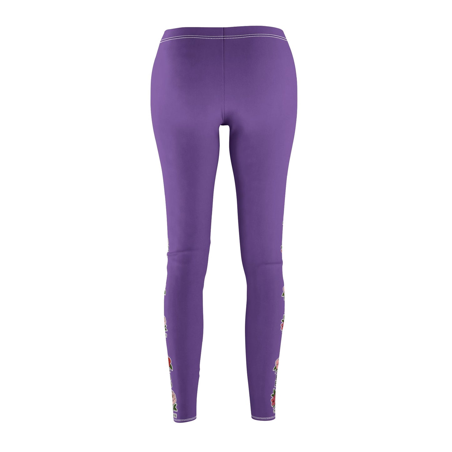 Vibrant Korean Floral Leggings for Everyday Wear, Violet, Casual Yoga Pants, Comfort Fit, Gift for Her, Stylish Exercise Gear