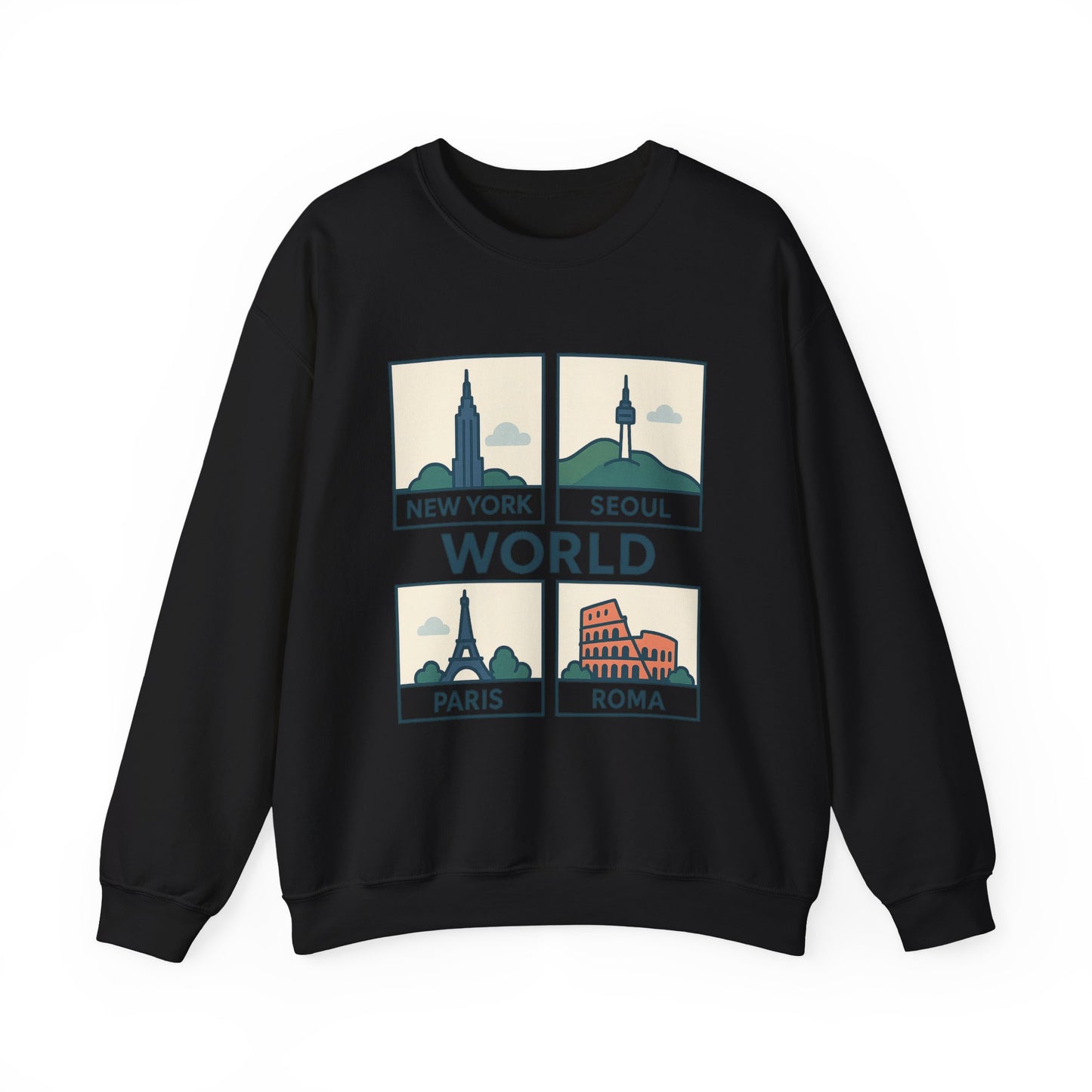 World City Crewneck Sweatshirt, Cozy Travel Sweatshirt, Unisex Souvenir Sweatshirt, New York Seoul Paris Roma Gift, Adventure Sweatshirt