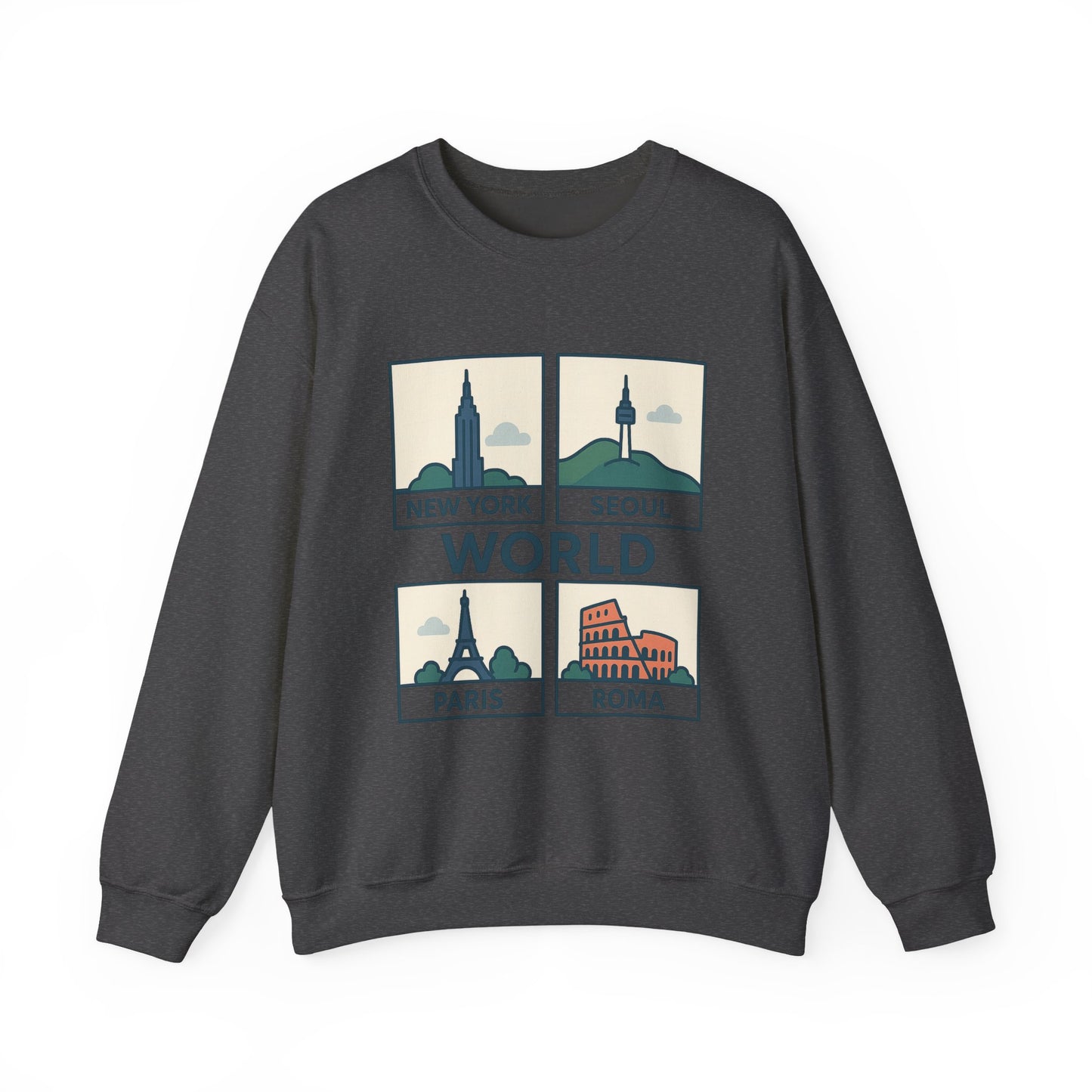 World City Crewneck Sweatshirt, Cozy Travel Sweatshirt, Unisex Souvenir Sweatshirt, New York Seoul Paris Roma Gift, Adventure Sweatshirt