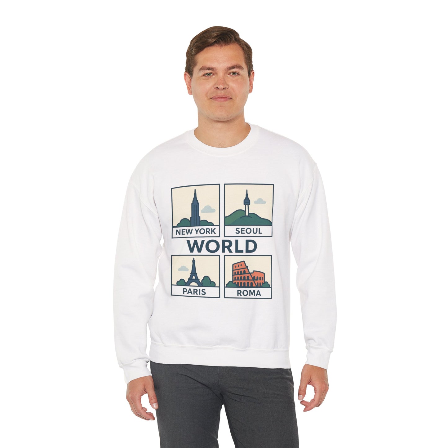 World City Crewneck Sweatshirt, Cozy Travel Sweatshirt, Unisex Souvenir Sweatshirt, New York Seoul Paris Roma Gift, Adventure Sweatshirt