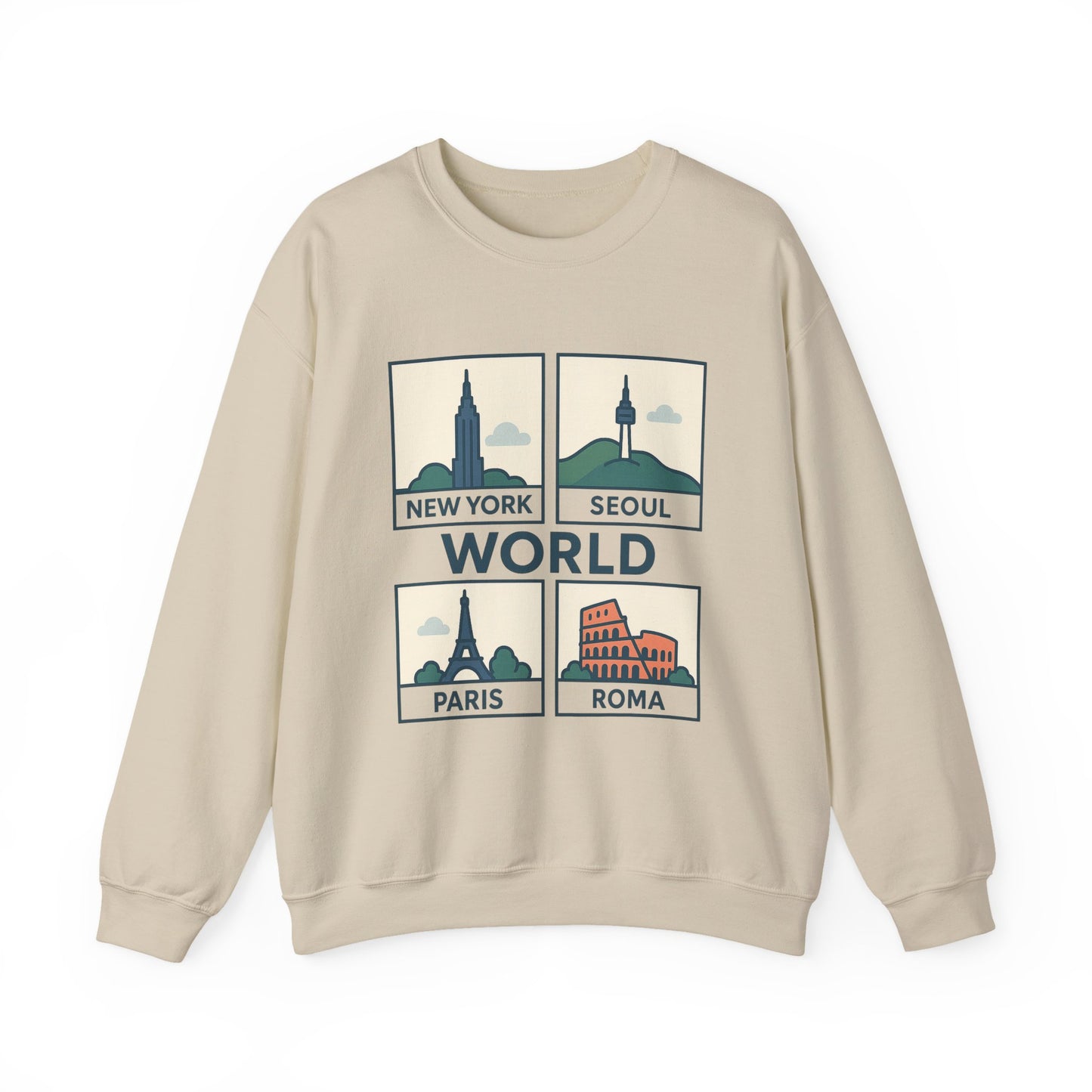World City Crewneck Sweatshirt, Cozy Travel Sweatshirt, Unisex Souvenir Sweatshirt, New York Seoul Paris Roma Gift, Adventure Sweatshirt