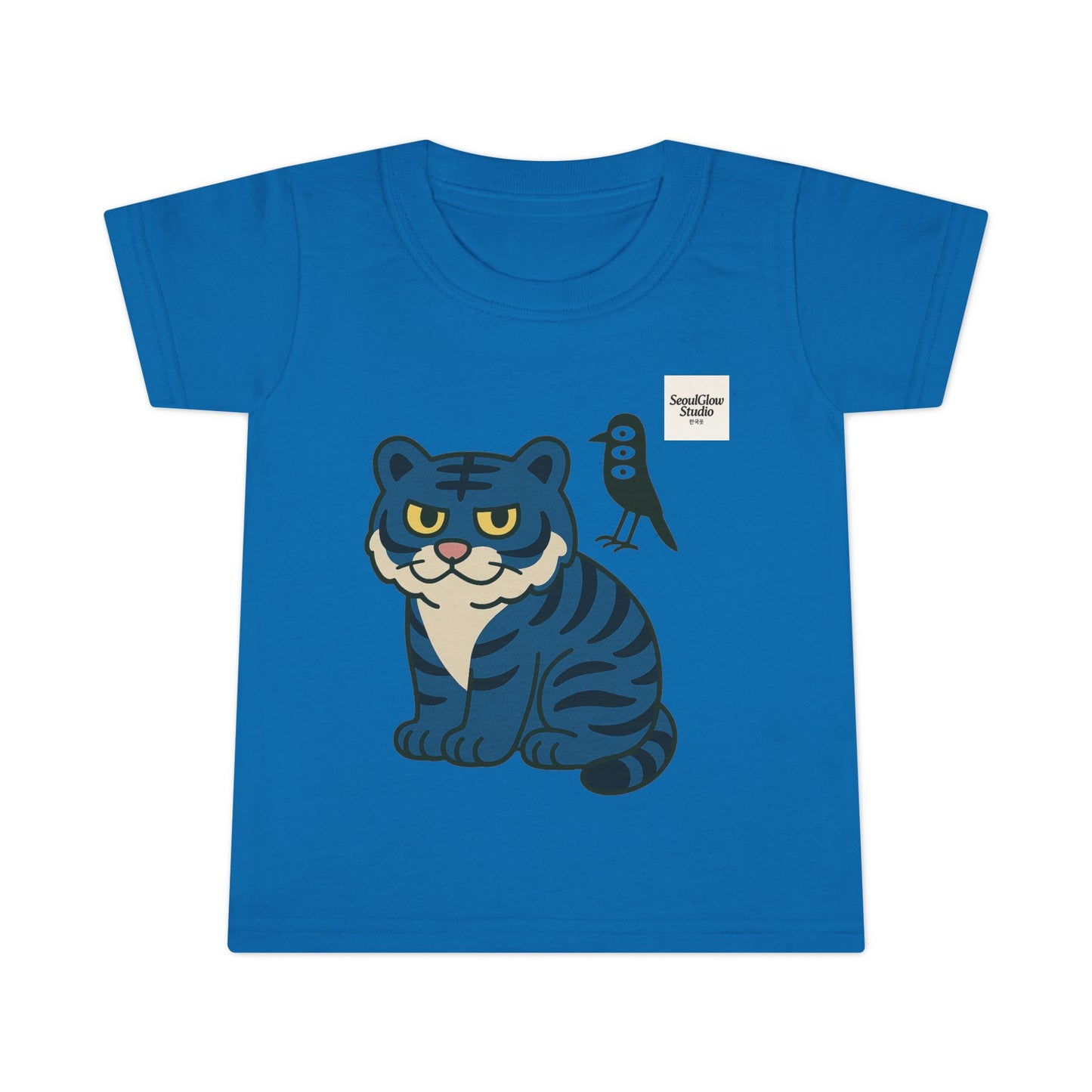 Korean Tiger and Magpie Toddler T-shirt, Kids Animal Tee, Gift for Toddlers, Birthday Shirt, Playful Graphic Tee
