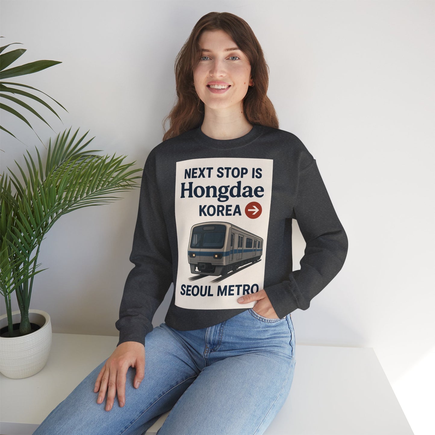 Hongdae Metro Sweatshirt, Seoul, Korea travel Unisex Crewneck, Perfect for Travelers, Urban Outfit, Gift for Transit Enthusiasts
