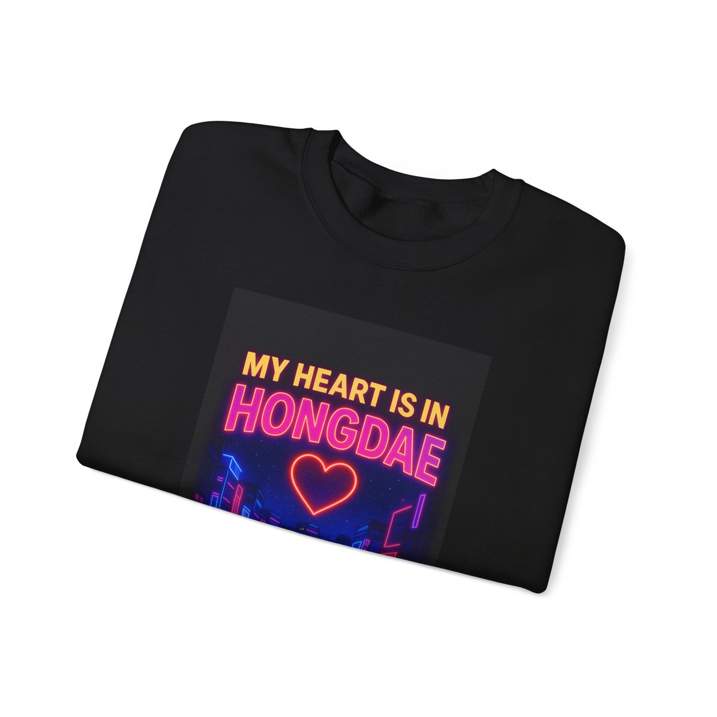 Heart in Hongdae Hoodie, Unisex Crewneck Sweatshirt, Streetwear, Aesthetic Fashion, Seoul Gift, Layering Essential