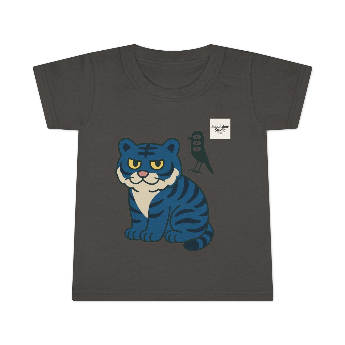 Korean Tiger and Magpie Toddler T-shirt, Kids Animal Tee, Gift for Toddlers, Birthday Shirt, Playful Graphic Tee