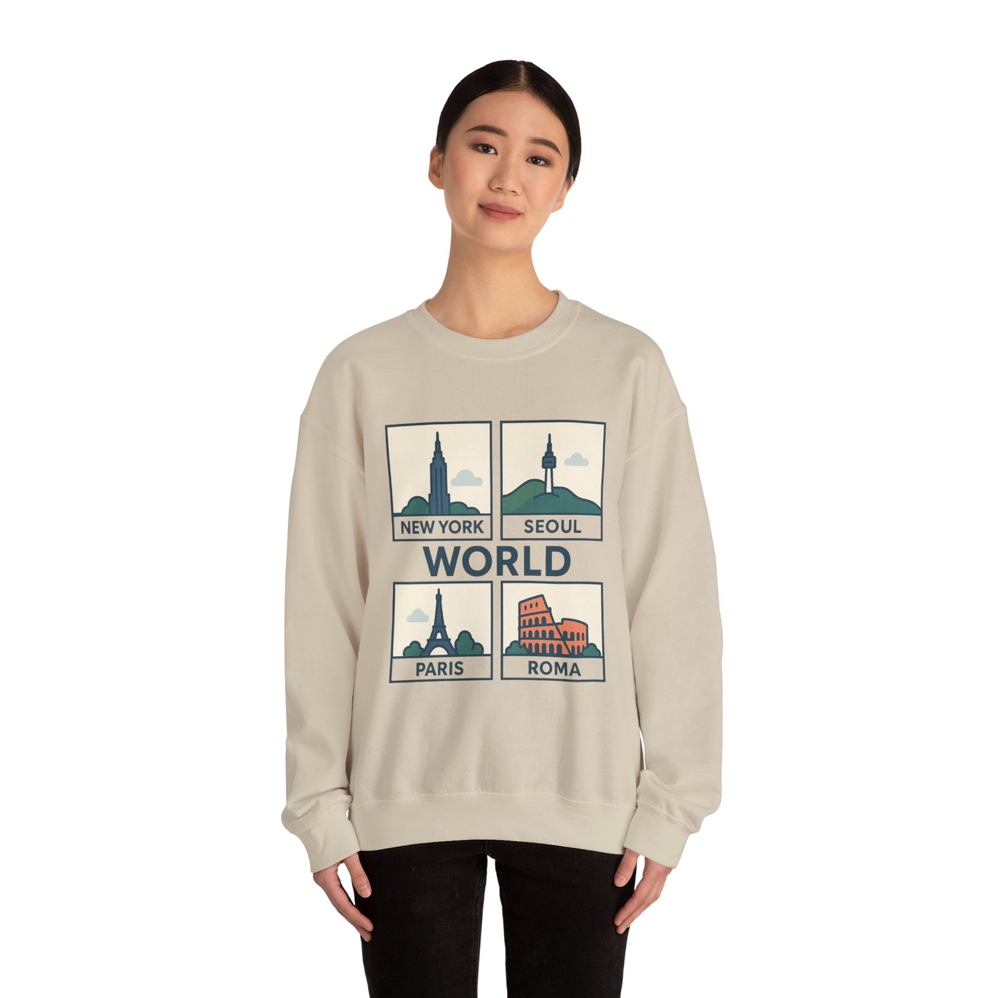 World City Crewneck Sweatshirt, Cozy Travel Sweatshirt, Unisex Souvenir Sweatshirt, New York Seoul Paris Roma Gift, Adventure Sweatshirt