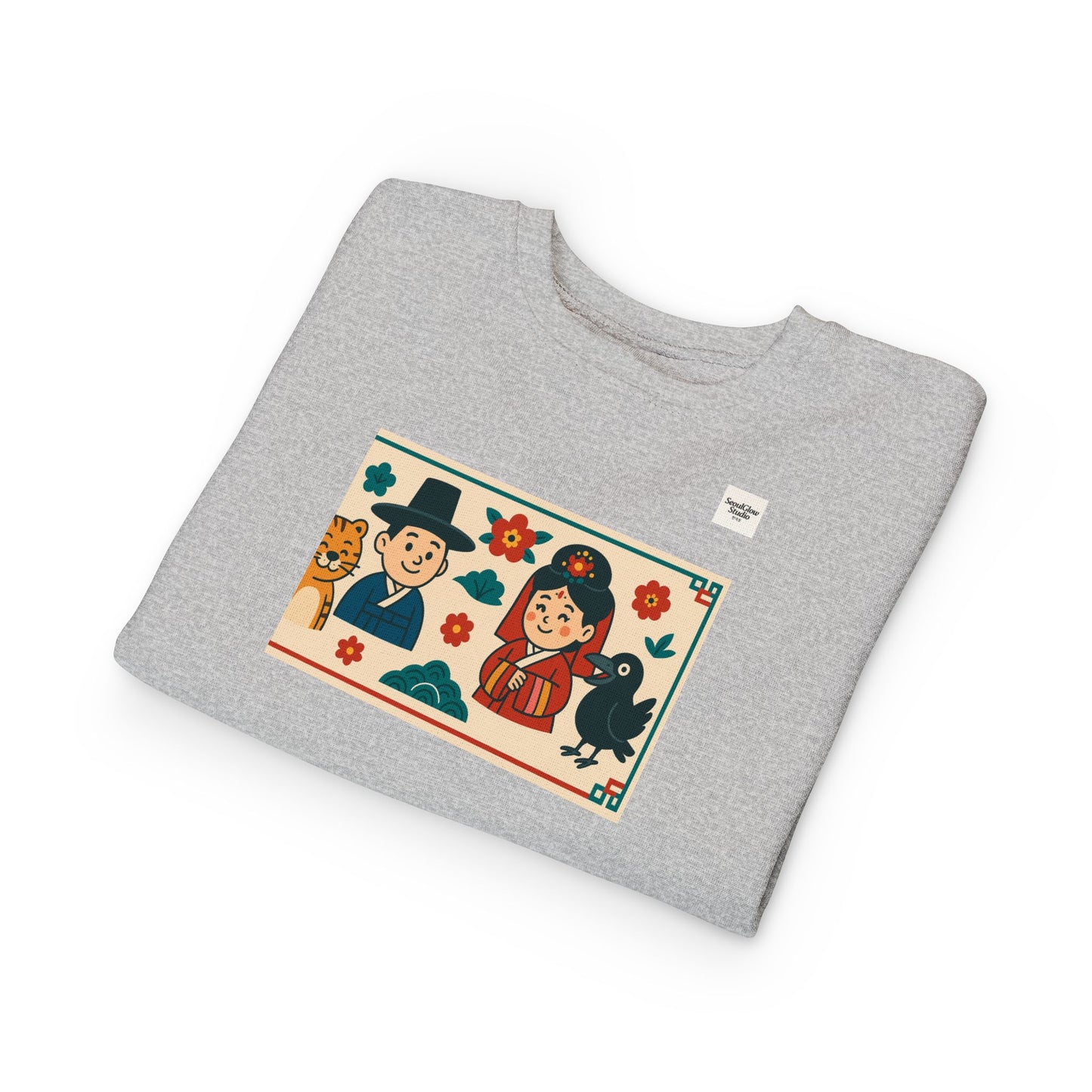 Korean Cultural Charm Toddler Sweatshirt, Kids' Cozy Apparel, Unique Gift for Birthdays, Cute Toddler Clothing, Holiday Outfit