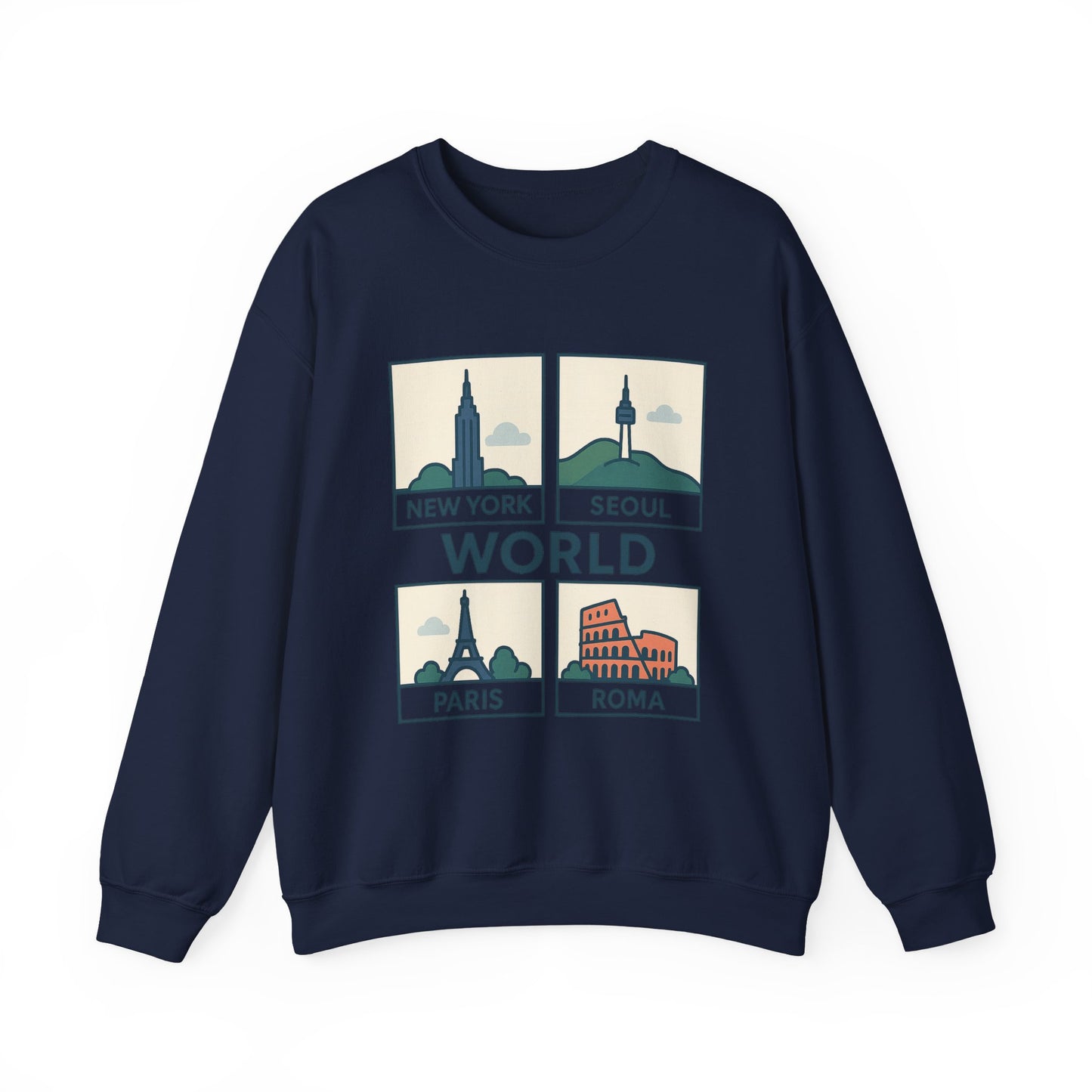 World City Crewneck Sweatshirt, Cozy Travel Sweatshirt, Unisex Souvenir Sweatshirt, New York Seoul Paris Roma Gift, Adventure Sweatshirt
