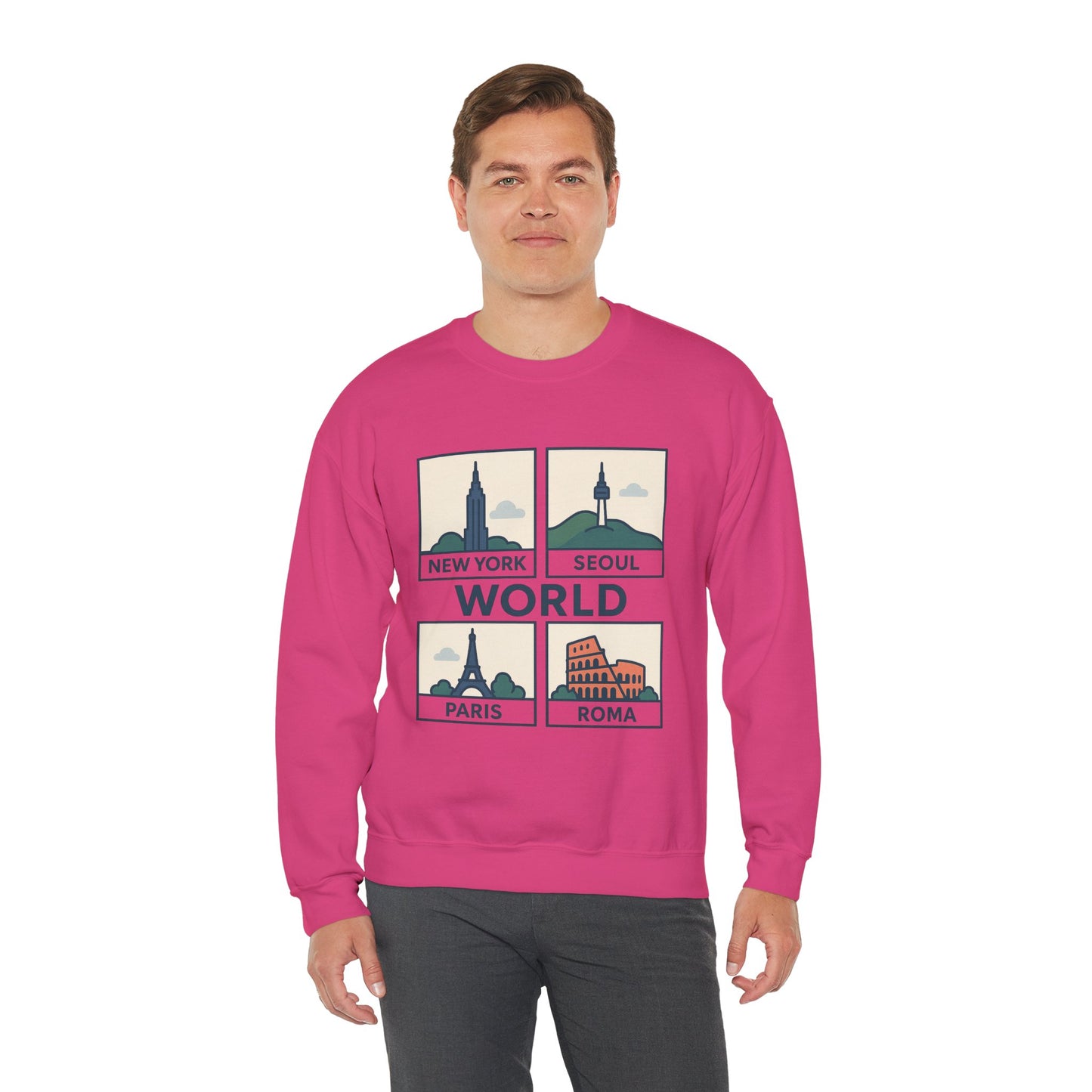 World City Crewneck Sweatshirt, Cozy Travel Sweatshirt, Unisex Souvenir Sweatshirt, New York Seoul Paris Roma Gift, Adventure Sweatshirt