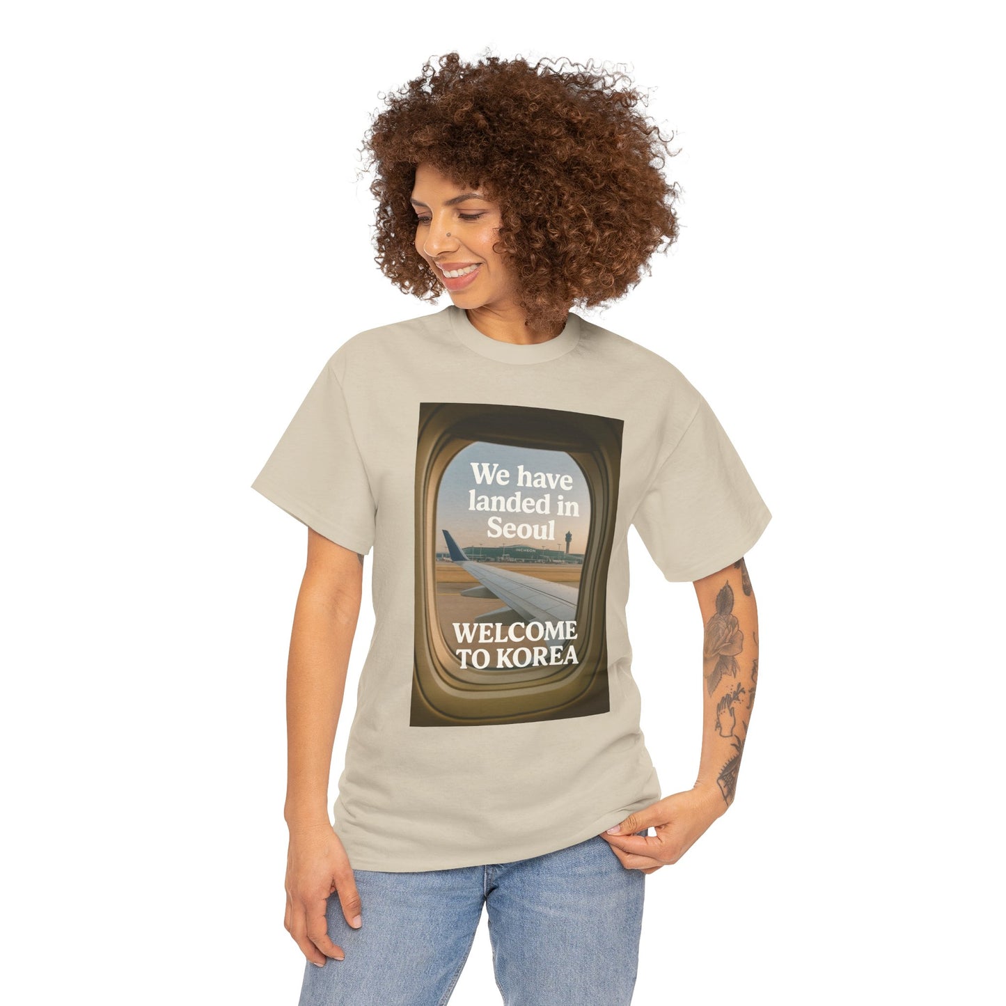 Landed in Seoul, Seoul Travel Tee - Welcome to Korea Unisex Cotton T-Shirt, Casual Travel Shirt, Gift for Travelers, Vintage Airplane Design Shirt, [...]