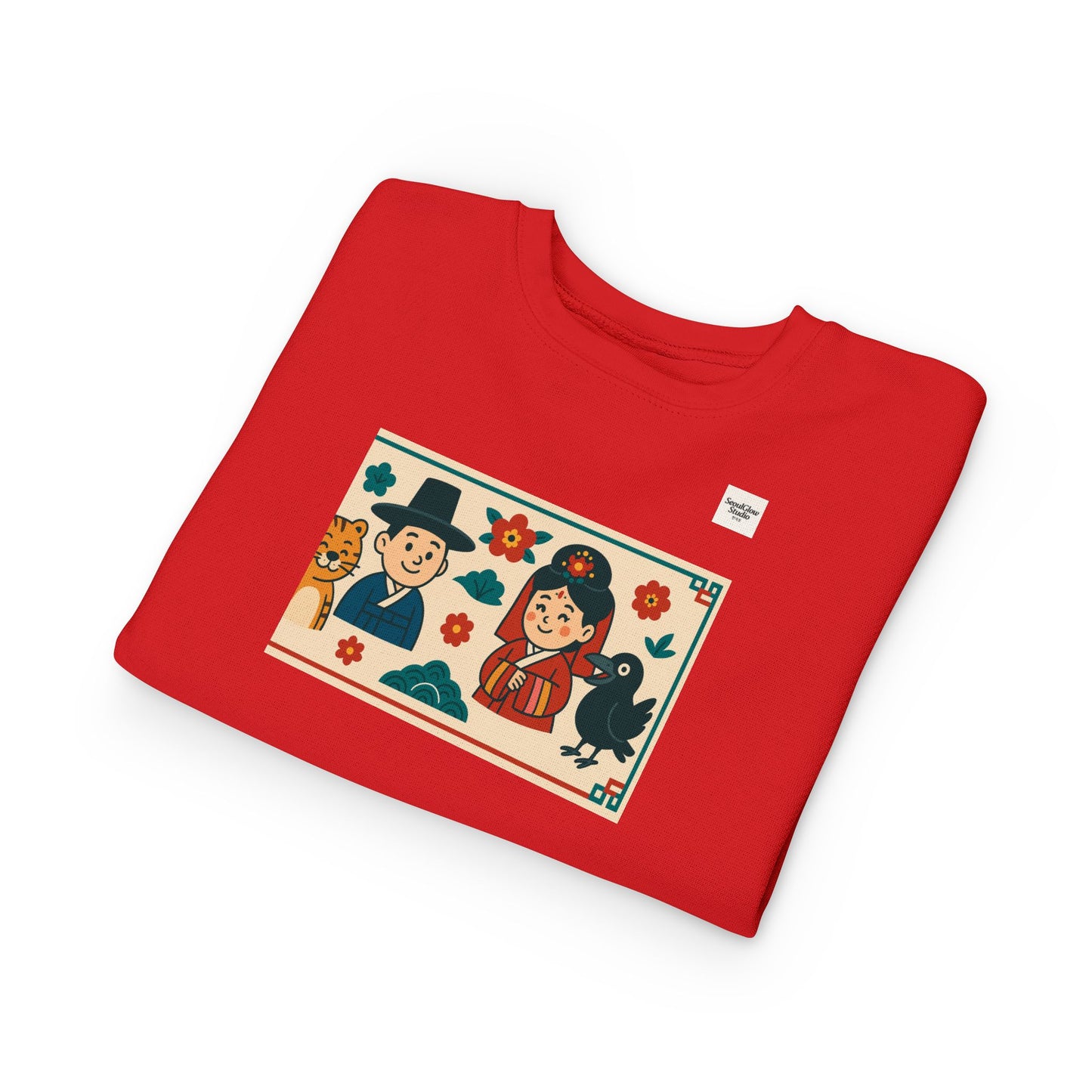Korean Cultural Charm Toddler Sweatshirt, Kids' Cozy Apparel, Unique Gift for Birthdays, Cute Toddler Clothing, Holiday Outfit