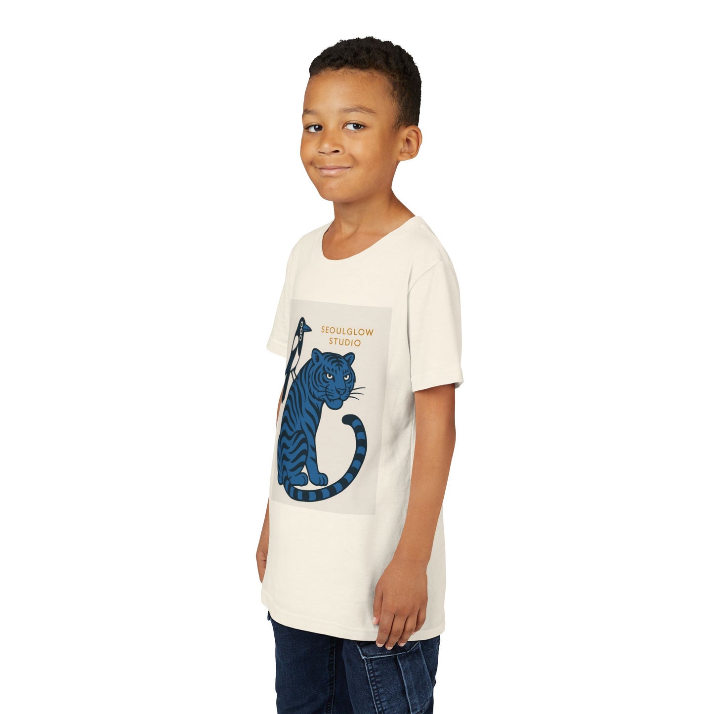 Korean Tiger & Magpie: Guardian Spirit Tee!  Youth Tee with Tiger and Magpie Design, Fun Kids Shirt, Unique Graphic Tee, Gift for Animal Lovers, Summer Kids Apparel
