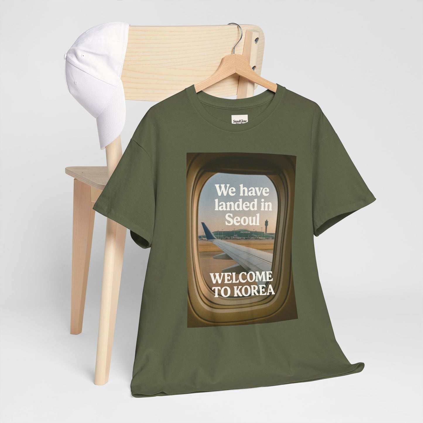 Landed in Seoul, Seoul Travel Tee - Welcome to Korea Unisex Cotton T-Shirt, Casual Travel Shirt, Gift for Travelers, Vintage Airplane Design Shirt, [...]