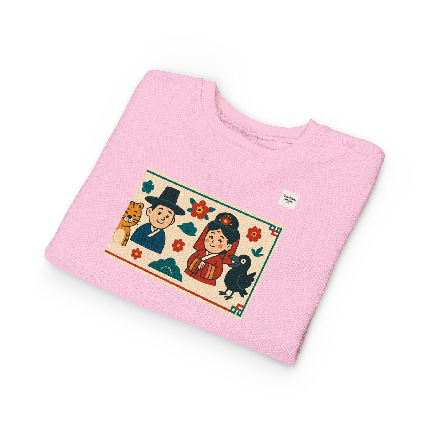 Korean Cultural Charm Toddler Sweatshirt, Kids' Cozy Apparel, Unique Gift for Birthdays, Cute Toddler Clothing, Holiday Outfit