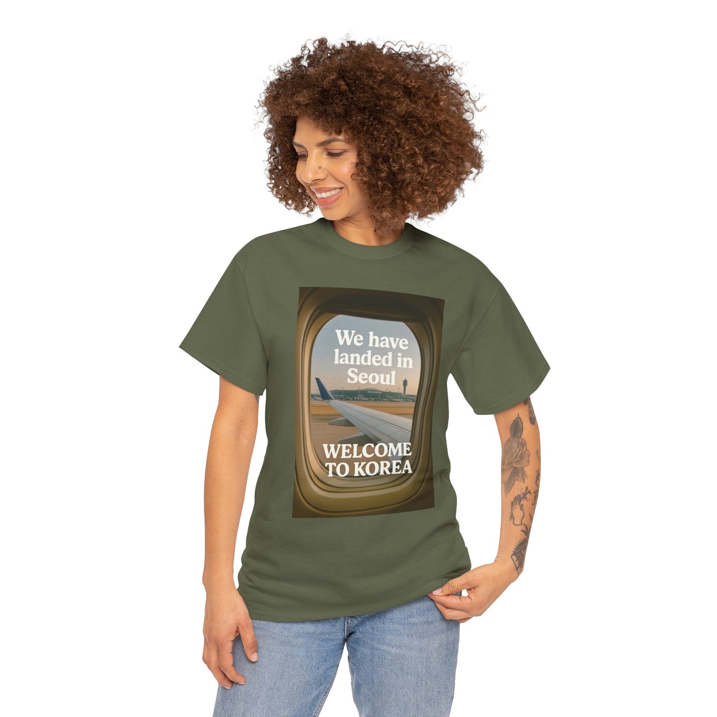 Landed in Seoul, Seoul Travel Tee - Welcome to Korea Unisex Cotton T-Shirt, Casual Travel Shirt, Gift for Travelers, Vintage Airplane Design Shirt, [...]