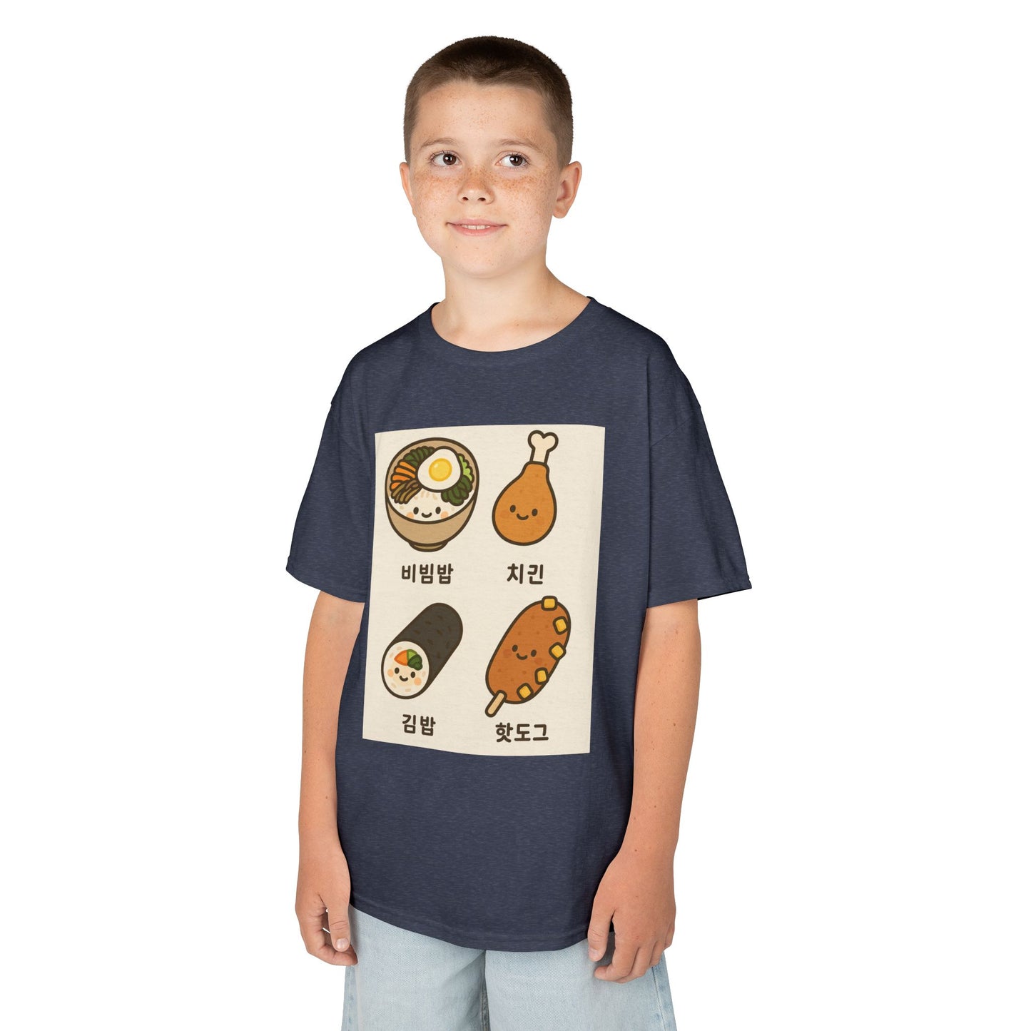 Kids Korean Food Tee - Cute Kimbap & Chicken Design Gift
