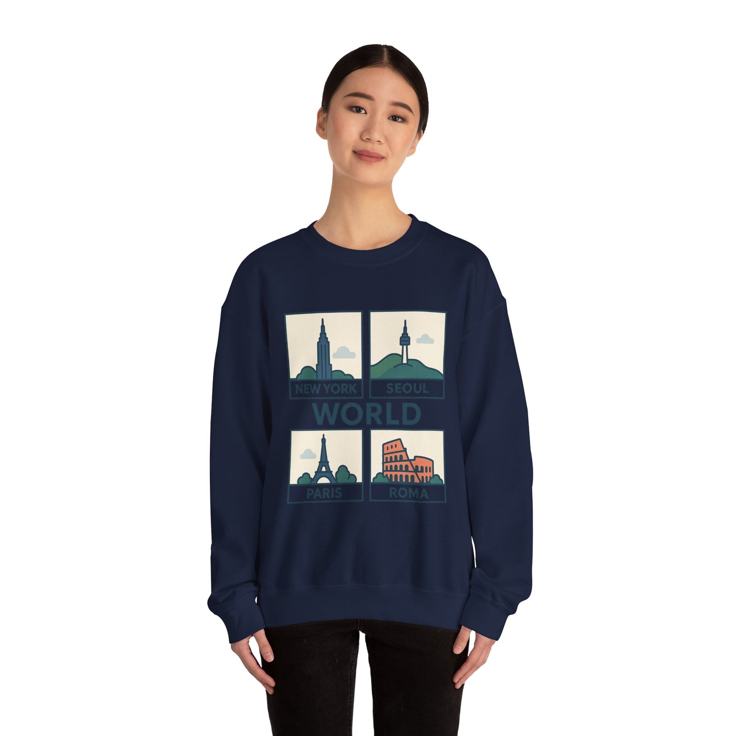 World City Crewneck Sweatshirt, Cozy Travel Sweatshirt, Unisex Souvenir Sweatshirt, New York Seoul Paris Roma Gift, Adventure Sweatshirt