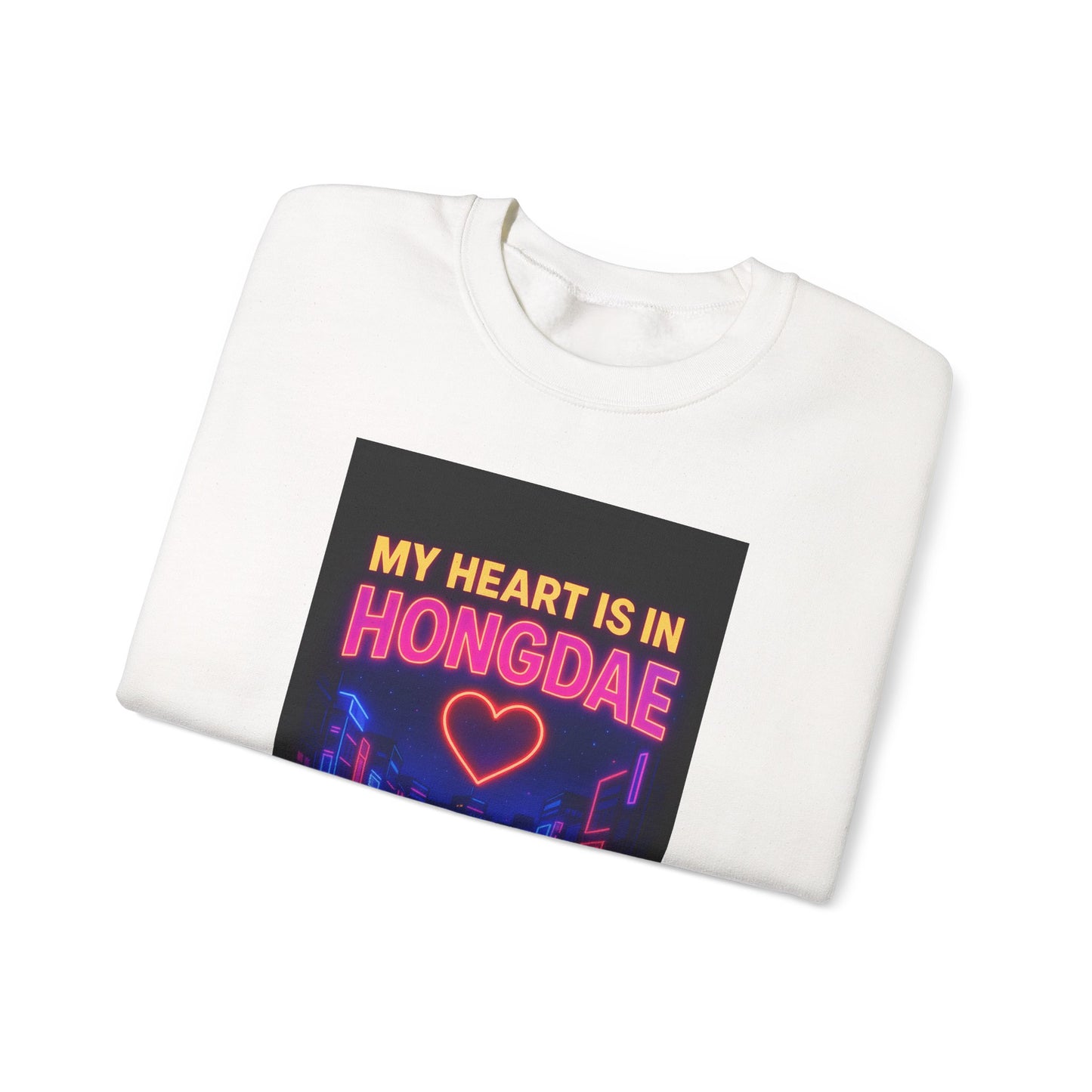 Heart in Hongdae Hoodie, Unisex Crewneck Sweatshirt, Streetwear, Aesthetic Fashion, Seoul Gift, Layering Essential
